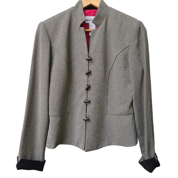 Petite Perceptions Womens Vtg 90s Old Money Houndstooth Toggle Button Jacket 8P - Picture 1 of 10